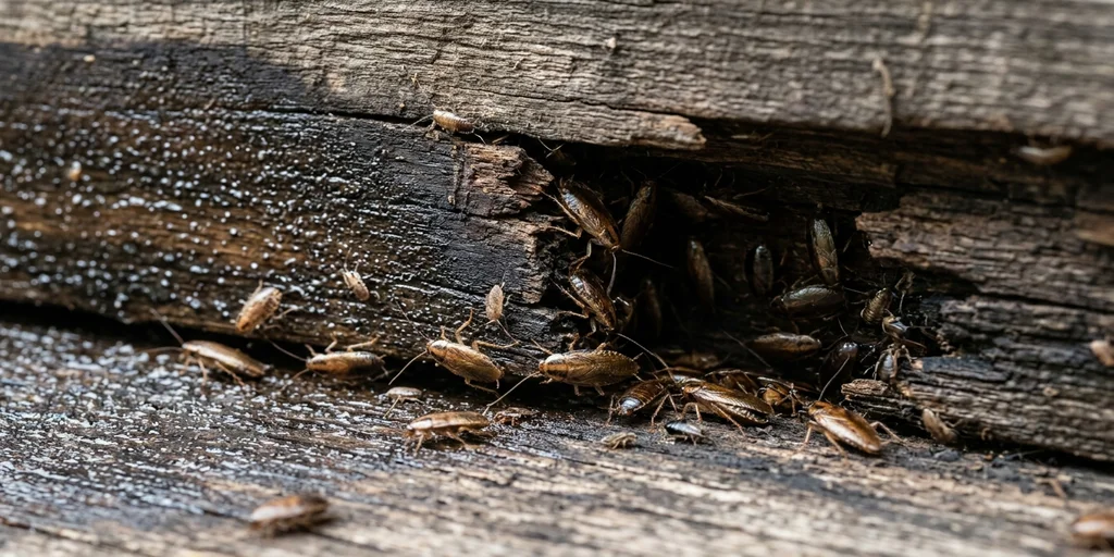 Insectos evitando zona rociada y escondiéndose en grietas profundas