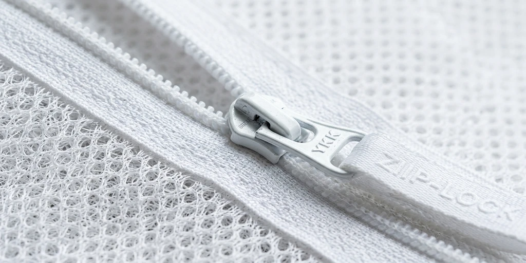 Detalle de cremallera de seguridad en funda para chinches
