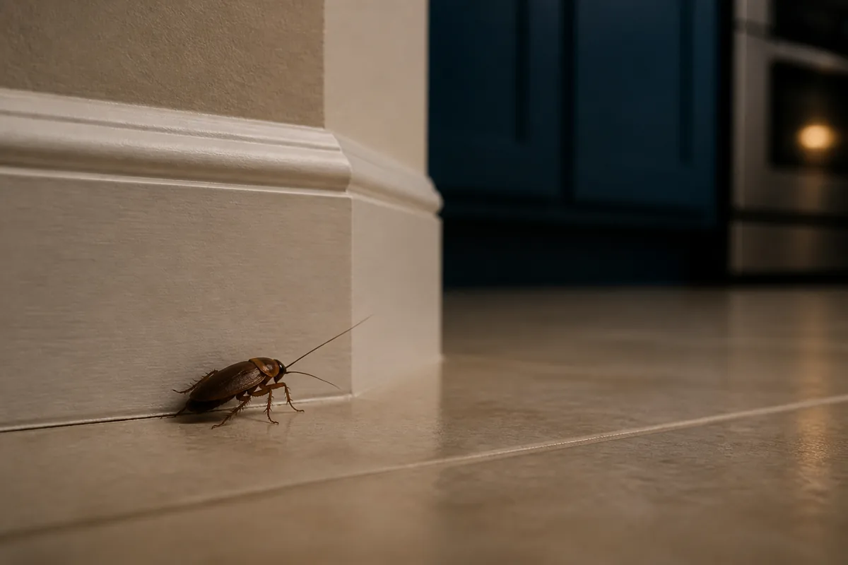 Cucaracha detectada junto al rodapié de una vivienda