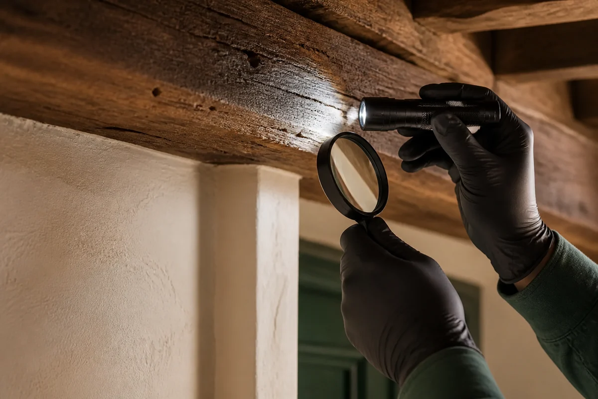 Inspección detallada de una estructura de madera